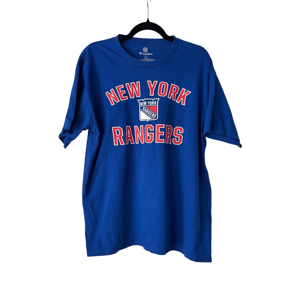 New York Rangers NHL Blue Red T Shirt Fanatics 100% Cotton XL